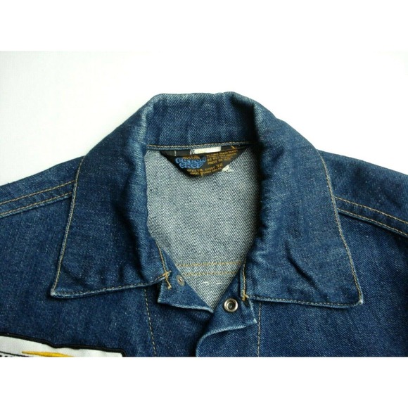 Size Kid's 14 Denim Trucker Jacket w/Harley-Davidson Patches by Sears Vintage - Picture 4 of 6